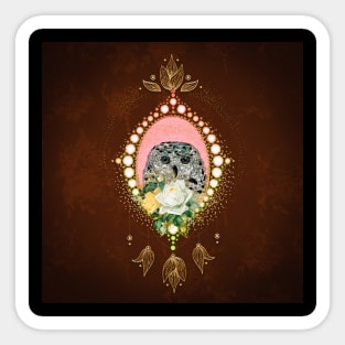 Elegant owl head with flowers Sticker